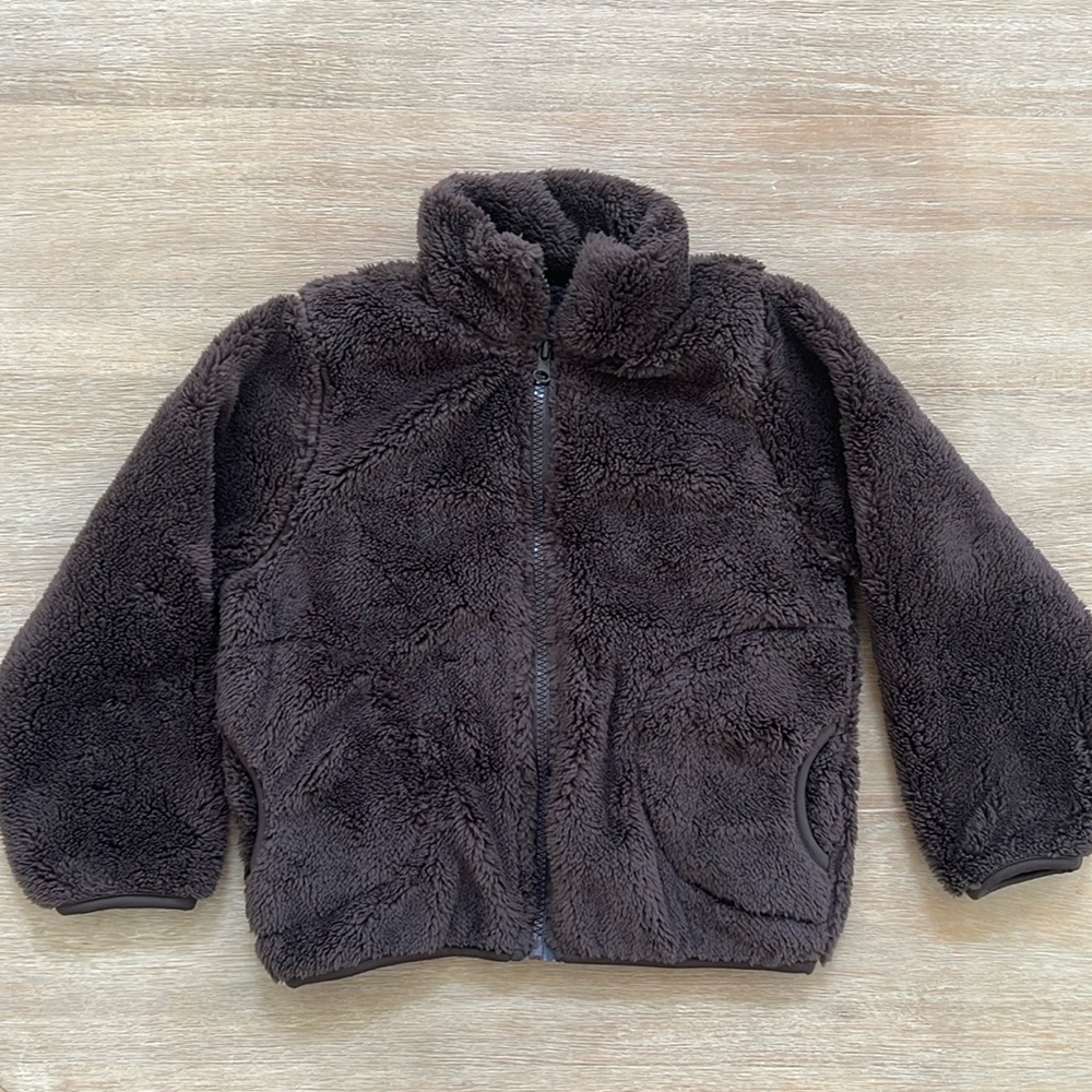 Toddler Boy Fuzzy Soft Fleece Zip Up Jacket 4-5 5-6 4T 5 6 Brown